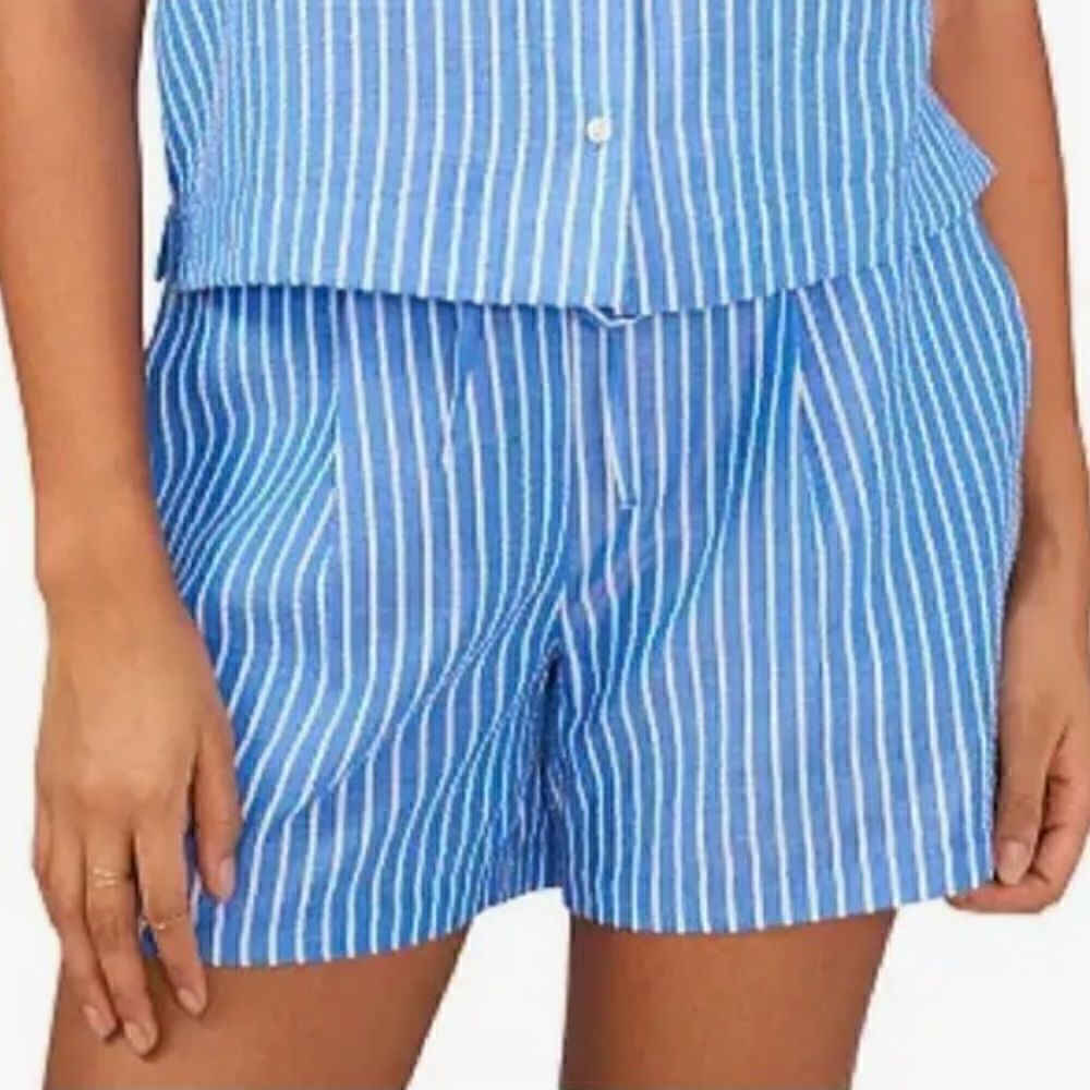 Riley And Rae Seer Sucker Shorts 4” Tie Stripe Blue White S